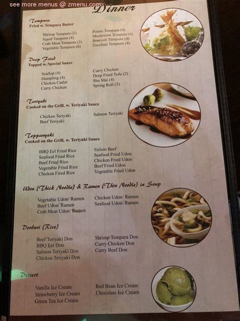 Menu at Kyoto Sushi restaurant, Eden Prairie