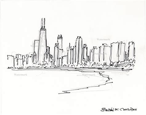 Chicago Skyline Outline Sketch