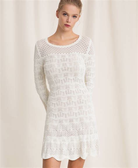 Lace effect knit dress