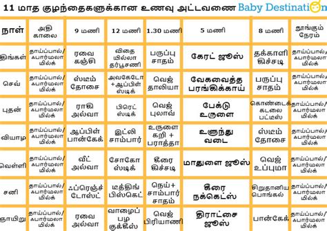 11 மாத குழந்தைகளுக்கான உணவு அட்டவணை | 11 Month Baby Food Chart in Tamil