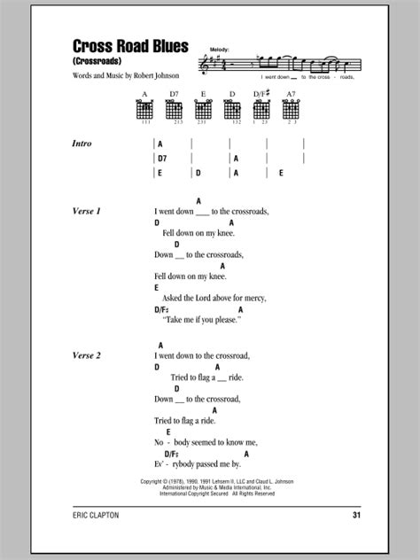 Cross Road Blues (Crossroads) by Cream - Guitar Chords/Lyrics - Guitar Instructor