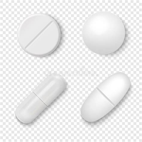 Vector 3d Realistic White Medical Pill Icon Set Closeup Isolated on Transparent Background ...