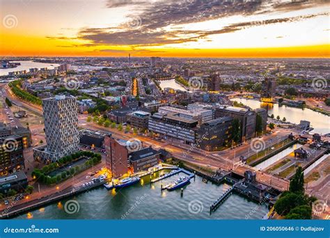 Night Aerial View of Port of Rotterdam, Netherlands Editorial Photo - Image of blue, district ...