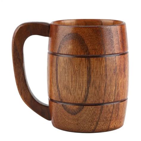 Natural Wooden coffee mug Retro Big Capacity Tea Water beer coffee cup Classic Wood Drinking Mug ...