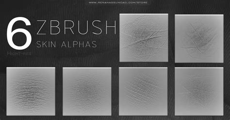 ArtStation - 6 HQ ALPHA SKIN - ZBRUSH by Renan Assuncao