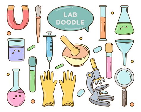 Set of hand drawn lab equipment cartoon doodle design 2550170 Vector ...