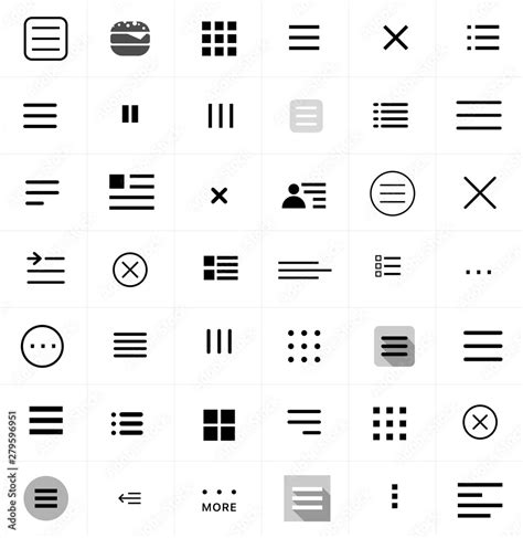 Set of menu icons. Flat web menu icons signs collection. Set of black navigation menu hamburger ...