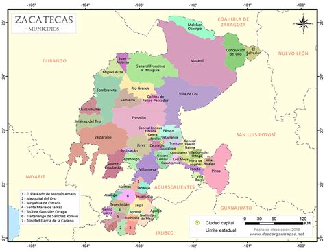 Mapa de municipios de Zacatecas | DESCARGAR MAPAS