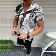 BELLZELY Mens Shirts Short Sleeve Clearance Men's Summer Trendy Short Sleeve Casual Button Down ...