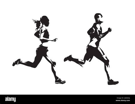 Running Man And Woman Silhouette