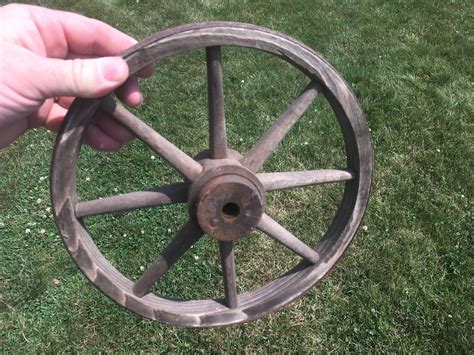 Small Antique Wooden Spoke Iron Rim Wagon Wheel