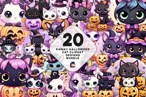 Kawaii Halloween Cat Clipart Graphic by jijopero · Creative Fabrica