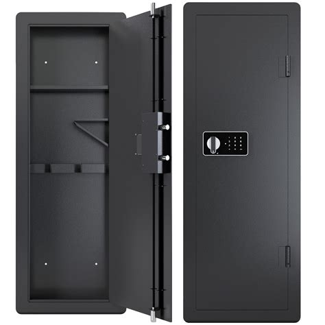 Gun Safe, In Wall Safe Gun Cabinet for Rifle Pistol, Heavy-Duty Hidden Gun Storage Cabinets with ...