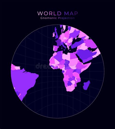 World Map. Gnomonic Projection. Stock Vector - Illustration of decoration, digital: 169460517