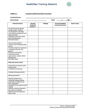 Hazard Identification Checklist - Fill and Sign Printable Template Online