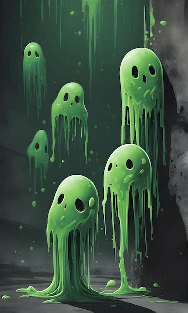 Premium AI Image | Green Ghost Halloween Background Illustration