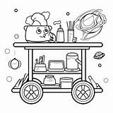 Premium Vector  Coloring Book For Children A cart With food And Drinks sketch template