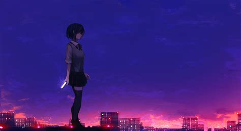 Anime School Rooftop Night Wallpapers - Wallpaper Cave