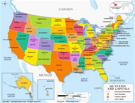 Usa Map Capitals And States - United States Map