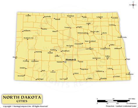 North Dakota Cities Map, Map of North Dakota with Cities