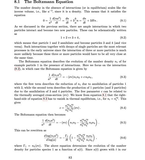 Solved 8.1 The Boltzmann Equation The number density in the | Chegg.com