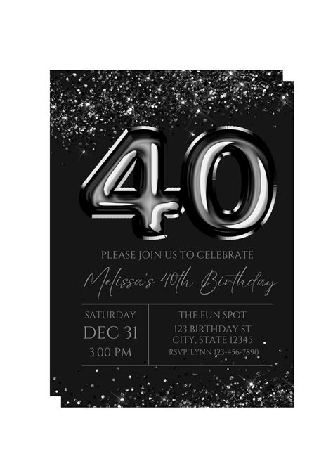 Editable 40th Birthday Invitation Black And White Inv - vrogue.co