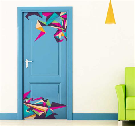 Colourful Origami Designs Door Sticker - TenStickers