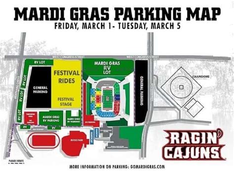 Mardi Gras Parking for Cajun Field and Cajuns Baseball | Big 102.1 KYBG-FM