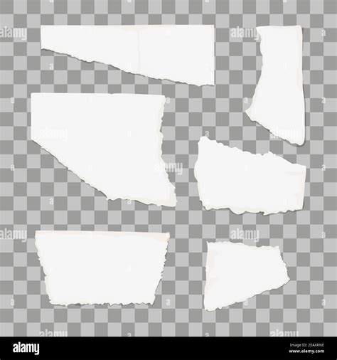 Torn paper pieces isolated on transparent background. Vector ...