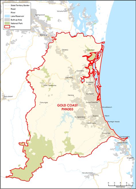 Gold Coast (Qld) Primary Health Network (PHN) map – topographic | Australian Government ...