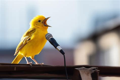 Premium Photo | Stunning yellow canary singing in a cozy cage