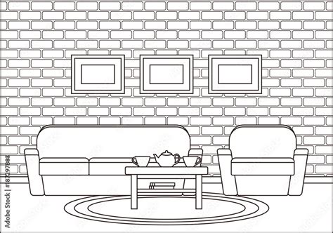 Different Rooms In A House Clipart Outline