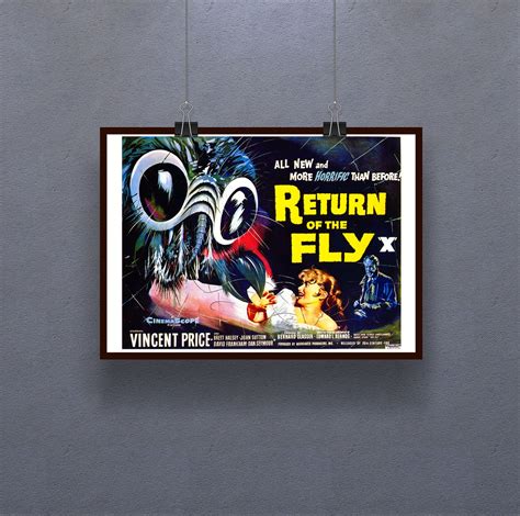 Return of the Fly 1958 Poster Horror Film Wall Decor Retro Cinema Vincent Price Brett Halsey ...