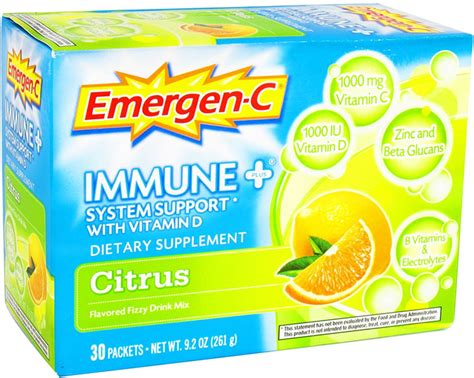 Emergen-C Immune Plus System Support with Vitamin D Citrus - 30 Packets