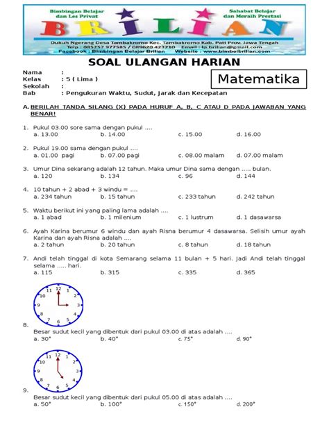 Soal Matematika Kelas 5 Dan Cara Penyelesaiannya : Kisi Kisi Soal Hots Matematika Materi ...