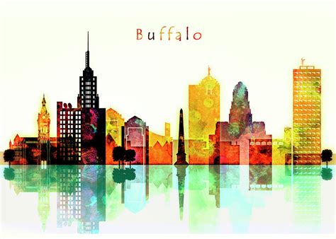 Buffalo City Skyline Digital Art by Dim Dom