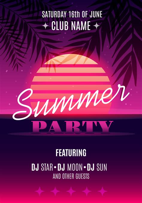 Summer Party poster design. Music party flyer artwork template 22590539 ...