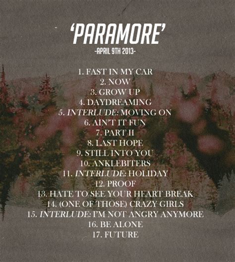 Paramore - 17 songs from the new self-titled...