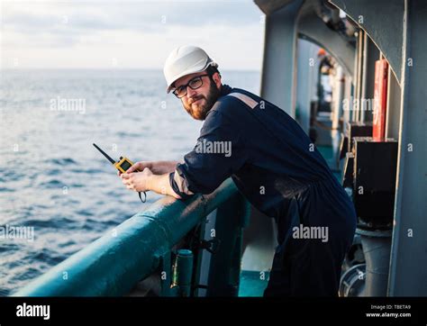 Deck Officer on deck of offshore vessel or ship Stock Photo - Alamy