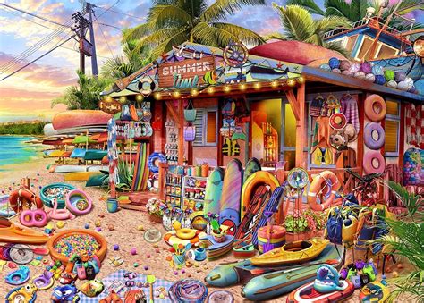 HUADADA Puzzles for Adults 1000 Piece Family Puzzle Adult - Beach Shop Landscape Puzzle Game ...