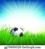 4 Soccer Ball Football Nestled In Grass Clip Art | Royalty Free - GoGraph