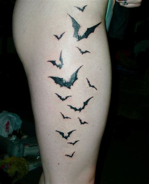 Outstanding Bat Tattoo Design On Girl Thigh Small Cross Tattoos, Small Bird Tattoos, Cross ...