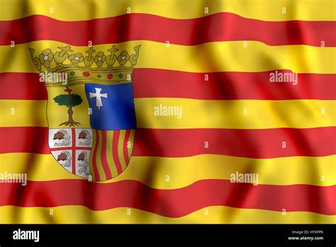 3d rendering of an Aragon flag waving Stock Photo - Alamy