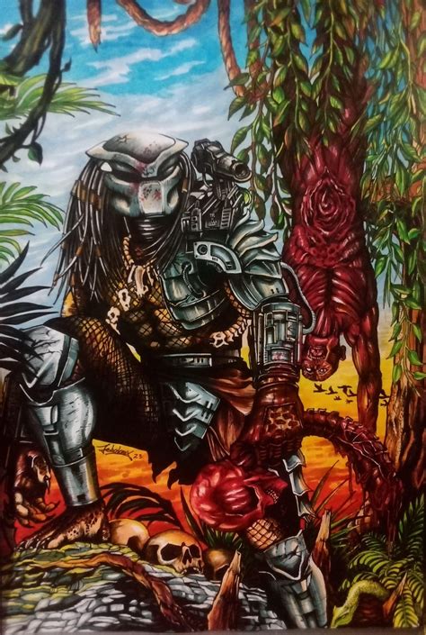 Original predator pen drawing by me : r/Marvel