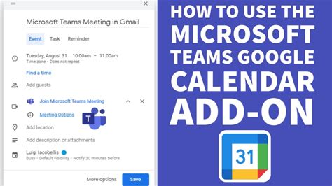 How To Use the Microsoft Teams Google Calendar Add-On - YouTube