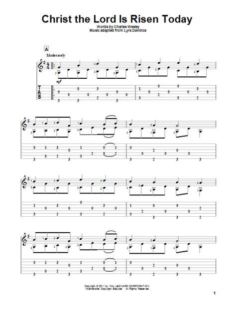 Christ The Lord Is Risen Today Sheet Music | Charles Wesley | Guitar Tab