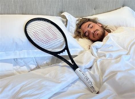 Stefanos Tsitsipas Sleeps Next to Racket of His Idol, Roger Federer ...