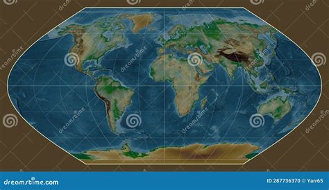 World Map. Physical. Winkel I Projection. Meridian: 0 Stock Illustration - Illustration of ...