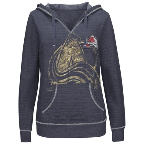 Colorado Avalanche Women's Navy Blue Plus Sizes Cross Block Pullover Hoodie