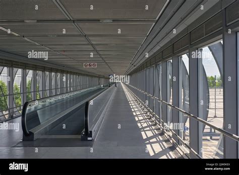 The former Train station to the south entrance to the Hanover Trade Fair - composite panoramic ...